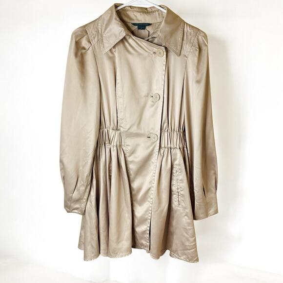 Armani Exchange Trench Dress XS Beige Tan Waist Cinch Preppy Old Money Classy - Picture 1 of 7